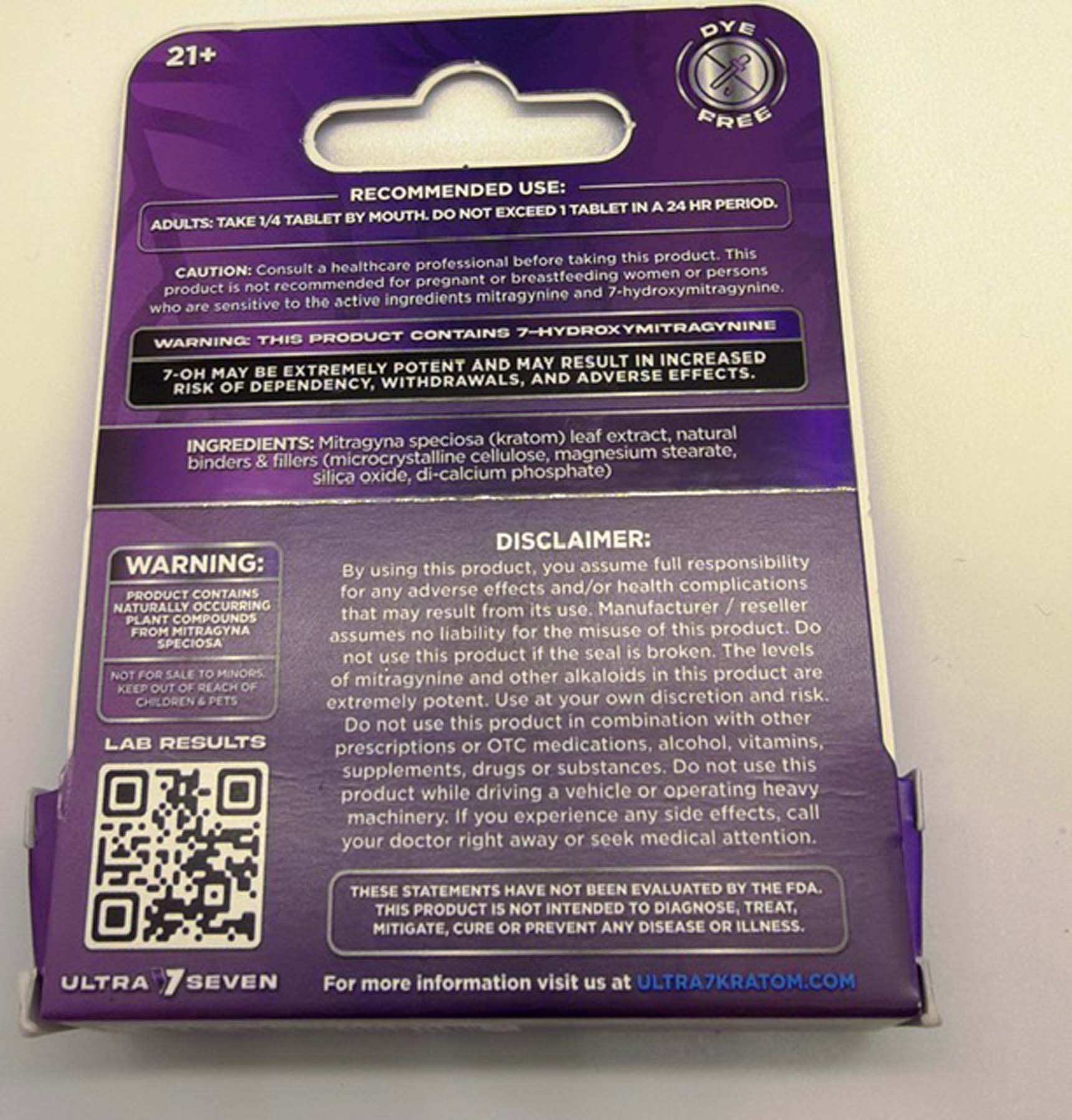 7-OH tablets, 20mg per tablet, 10 tablets per package
